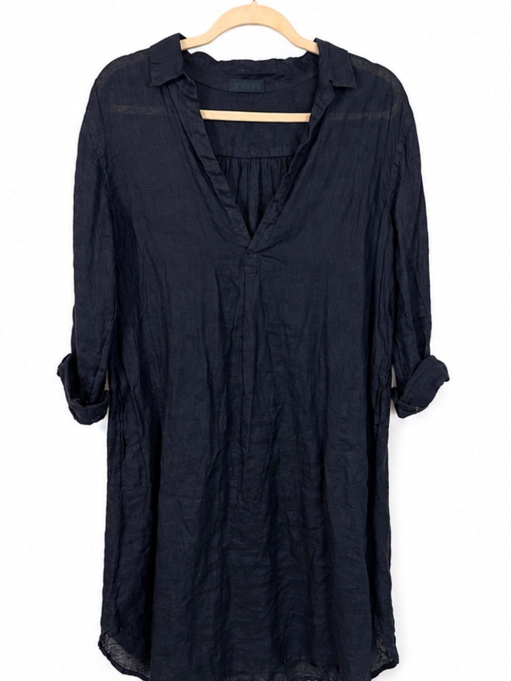 CP Shades Navy Linen V-Neck Tunic Swim Cover-Up